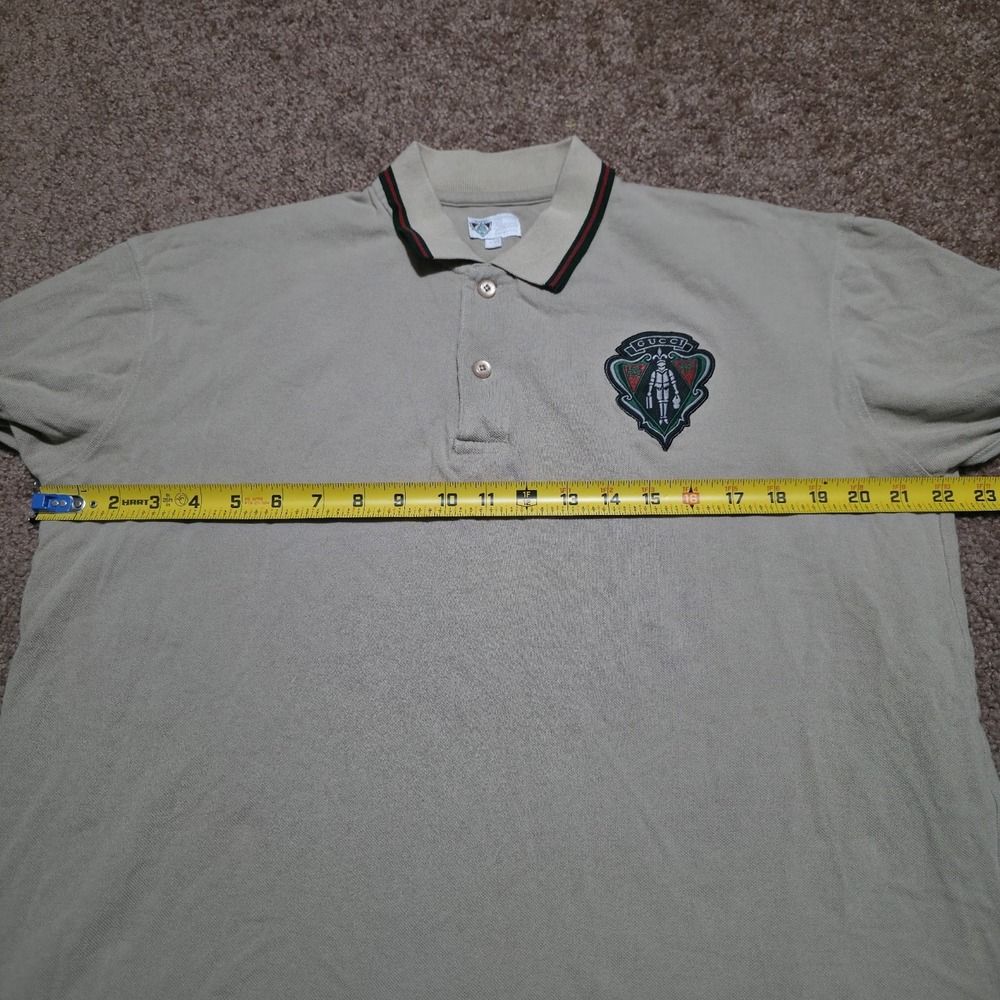 Gucci Equestrian Polo Shirt Beige Tan Made in Italy Mens Size XXL *FITS Large* - Picture 11 of 13
